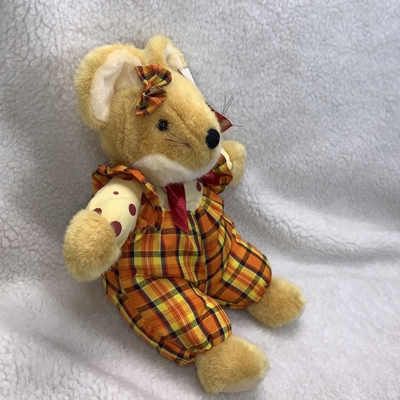 King Plush Mouse plush animal 14" 1998 plaid vintage with paper tag - Picture 2 of 12